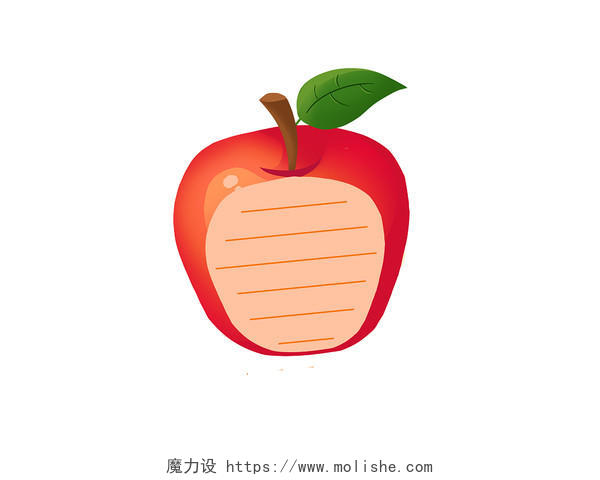 红色苹果卡通水果便签PNG素材便签边框